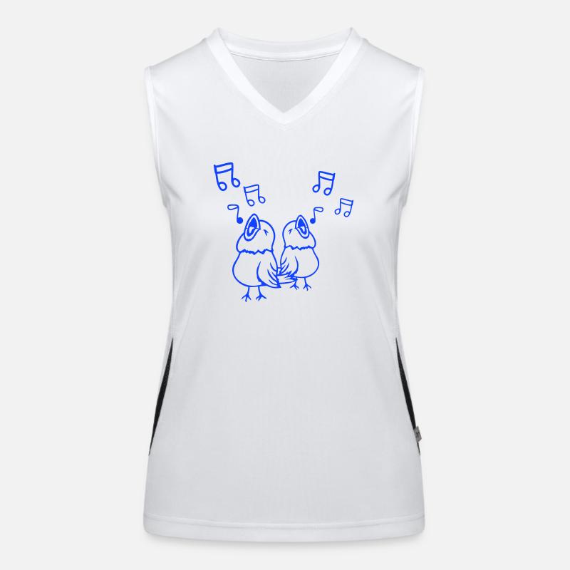 Songbirds sing musical notes, sparrows chirp music Women's Functional Contrast Tank Top