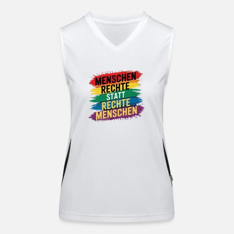 Menschenrechte statt rechte Menschen - Regenbogen Funktionelles Kontrast-Tank Top für Frauen