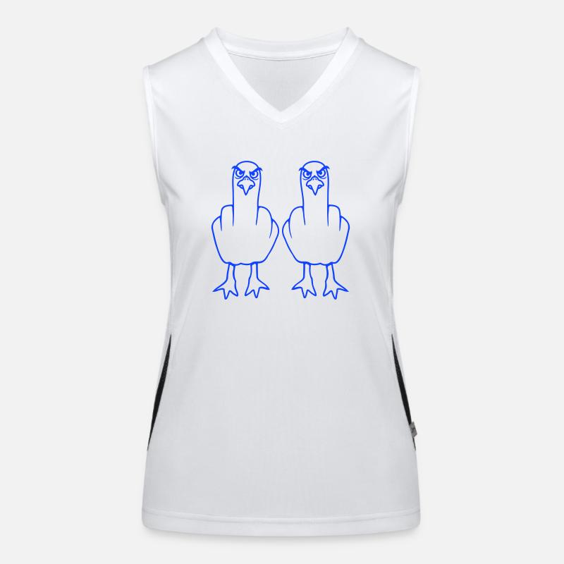 2 Möwen Mittelfinger Beleidigung Stinkefinger Team Funktionelles Kontrast-Tank Top für Frauen