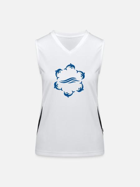 Tanzende Delfine - Funktionelles Kontrast-Tank Top für Frauen - Weiß/Schwarz - Vorne
