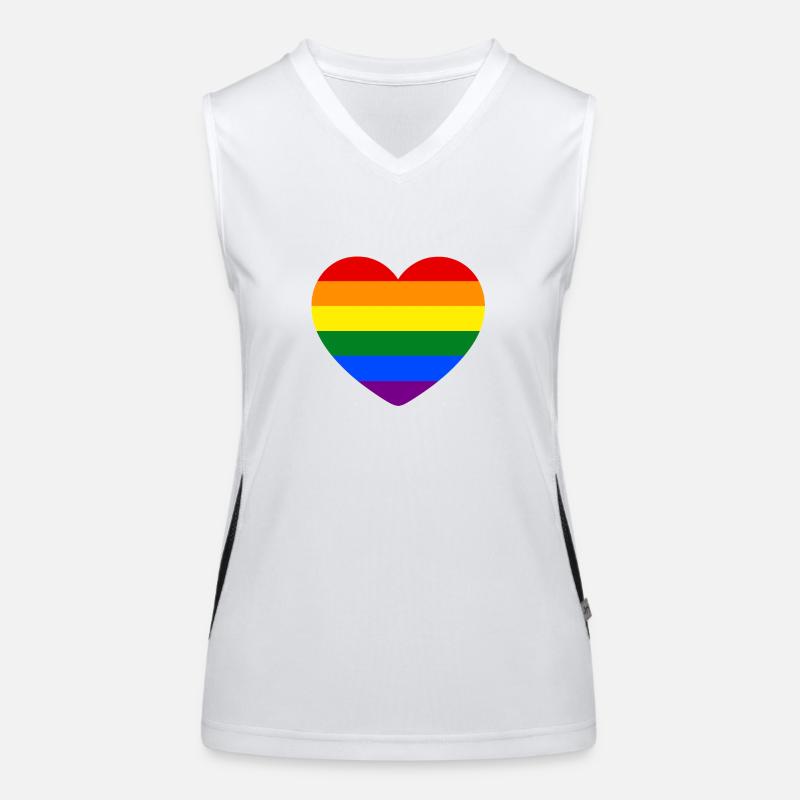 Regenbogenherz Funktionelles Kontrast-Tank Top für Frauen