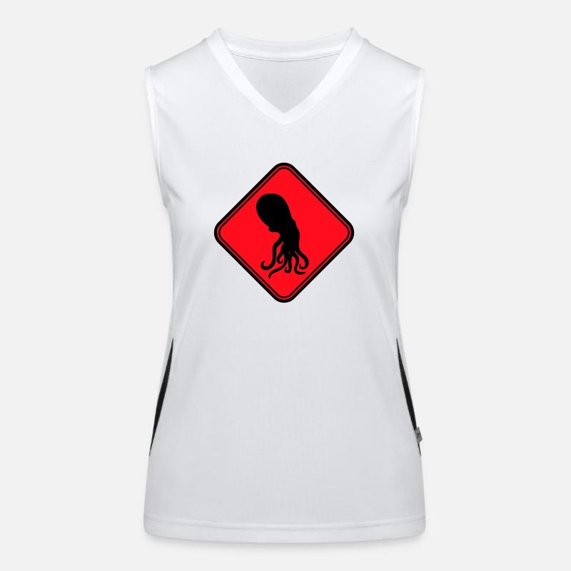 Octopus Danger Sign Caution Warning Women's Functional Contrast Tank Top