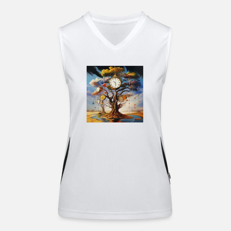 Clocks Tree Time Landscape Surreal Women's Functional Contrast Tank Top