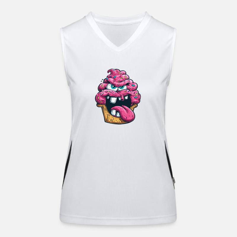 Durchgeknallter Cupcake. Funktionelles Kontrast-Tank Top für Frauen