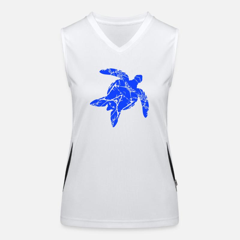 Water Turtle Scratches Cracks Pattern Vintage Fun Women's Functional Contrast Tank Top