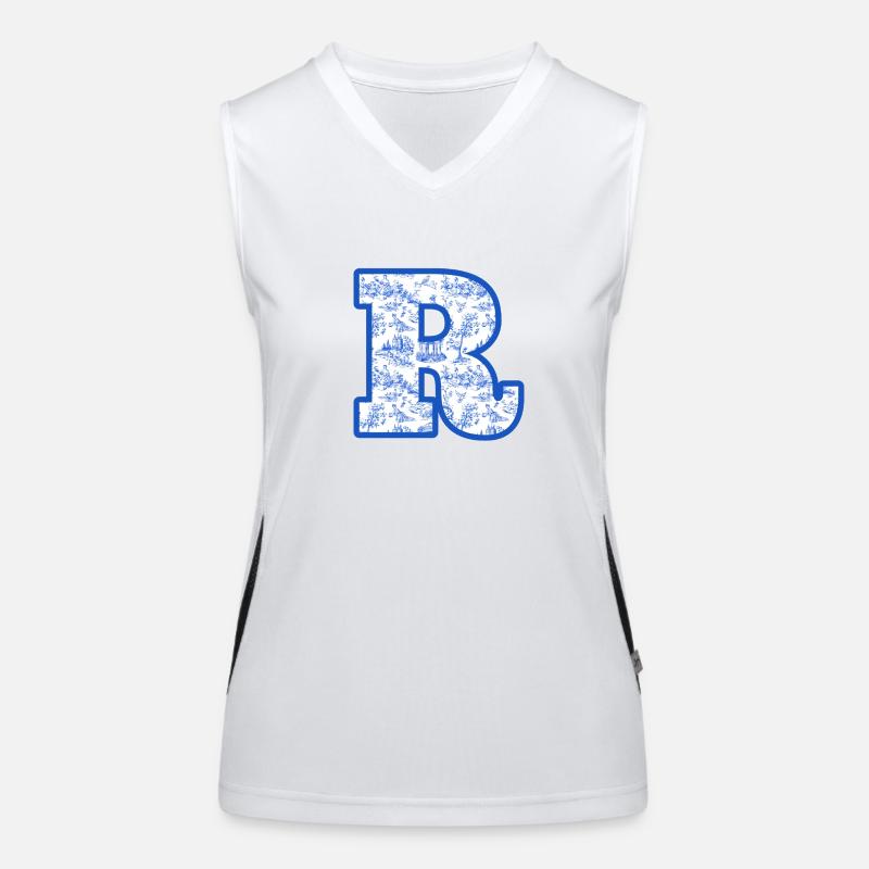 Buchstabe r blaue Chinoiserie Funktionelles Kontrast-Tank Top für Frauen
