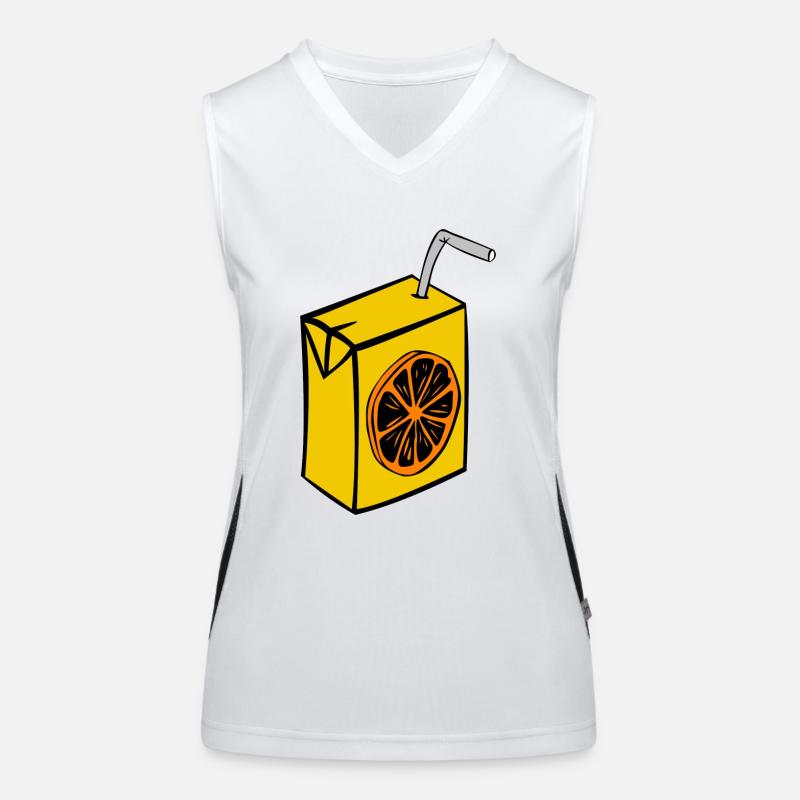 juice box cardboard one-way straw orange drinks Women's Functional Contrast Tank Top