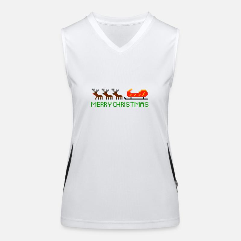 Rentiere mit Schlitten Funktionelles Kontrast-Tank Top für Frauen