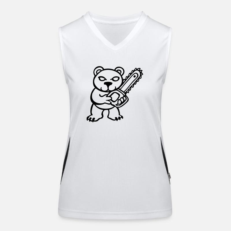 teddy bear pruner bear chainsaw fun naughty Women's Functional Contrast Tank Top