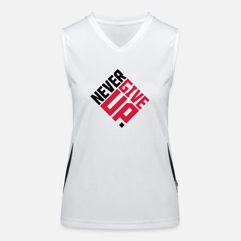 never give up viereck rot cool logo team design ni Funktionelles Kontrast-Tank Top für Frauen