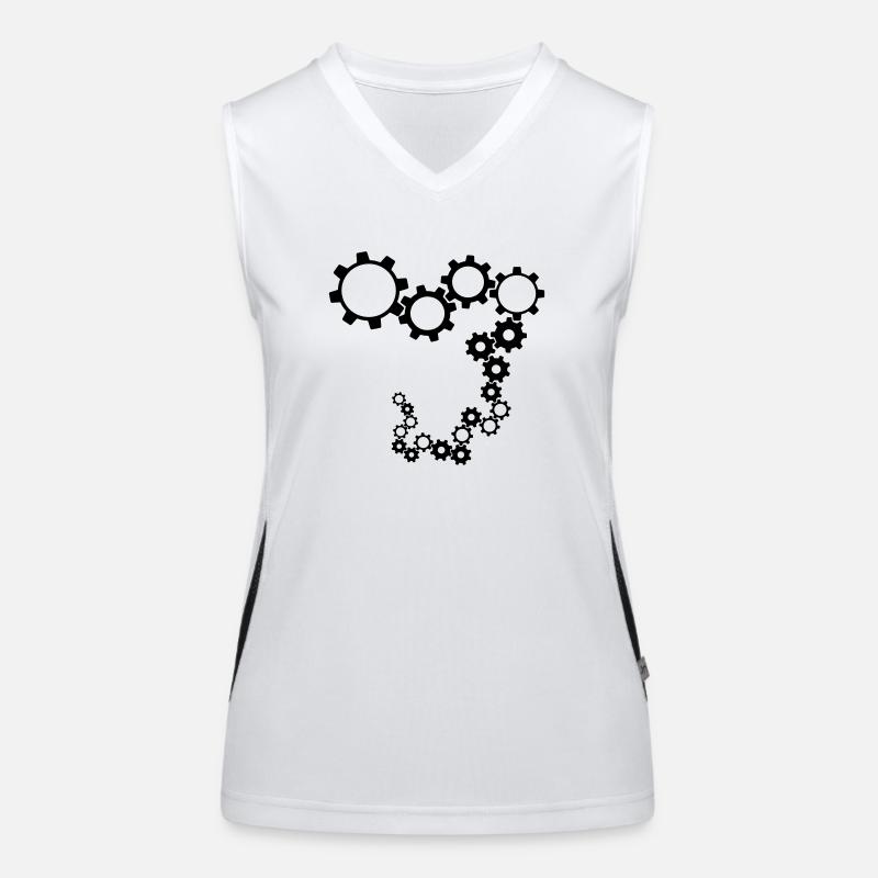 gears machine clockwork turn mechanically Women's Functional Contrast Tank Top