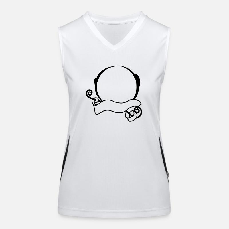 circle frame decorated swirling banner design logo Women's Functional Contrast Tank Top