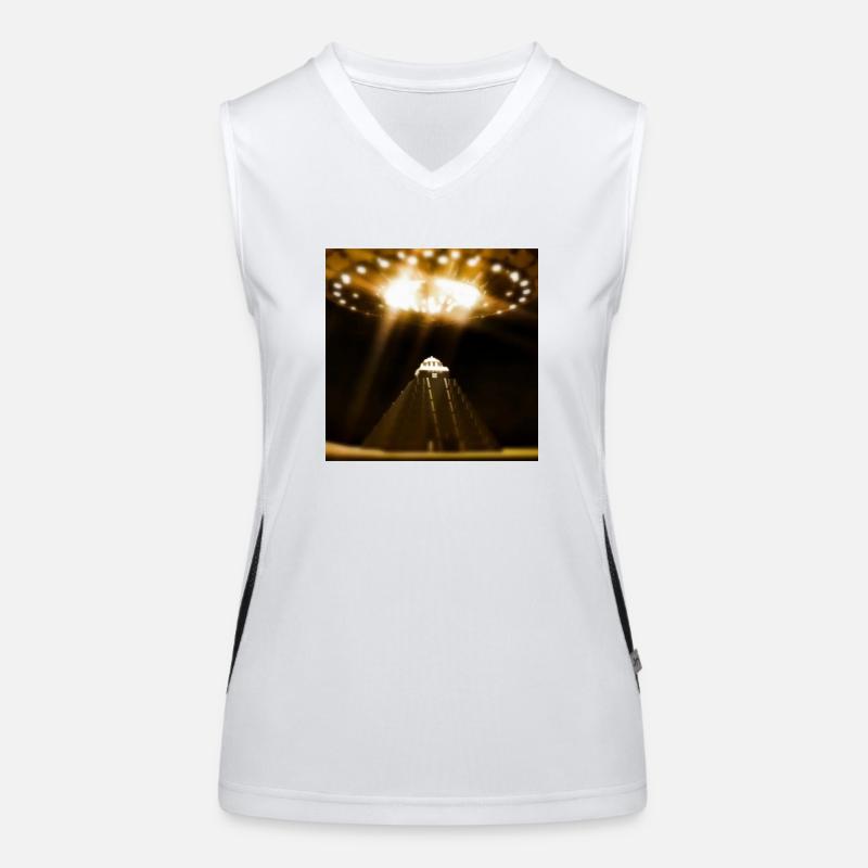 UFO landing on pyramid Women's Functional Contrast Tank Top