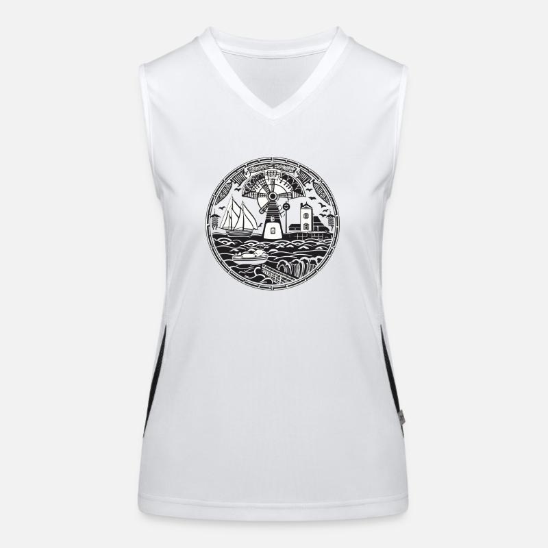 Bretonische Folklore Funktionelles Kontrast-Tank Top für Frauen