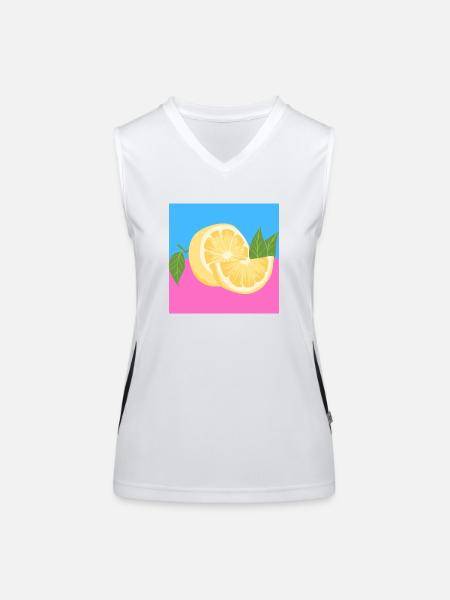 Rosa und blaue Zitrone - Funktionelles Kontrast-Tank Top für Frauen - Weiß/Schwarz - Vorne