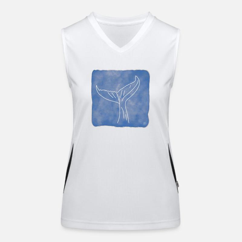 « Whale Fin », Boho Line Art Design, série « Ocean » Débardeur respirant contrasté Femme