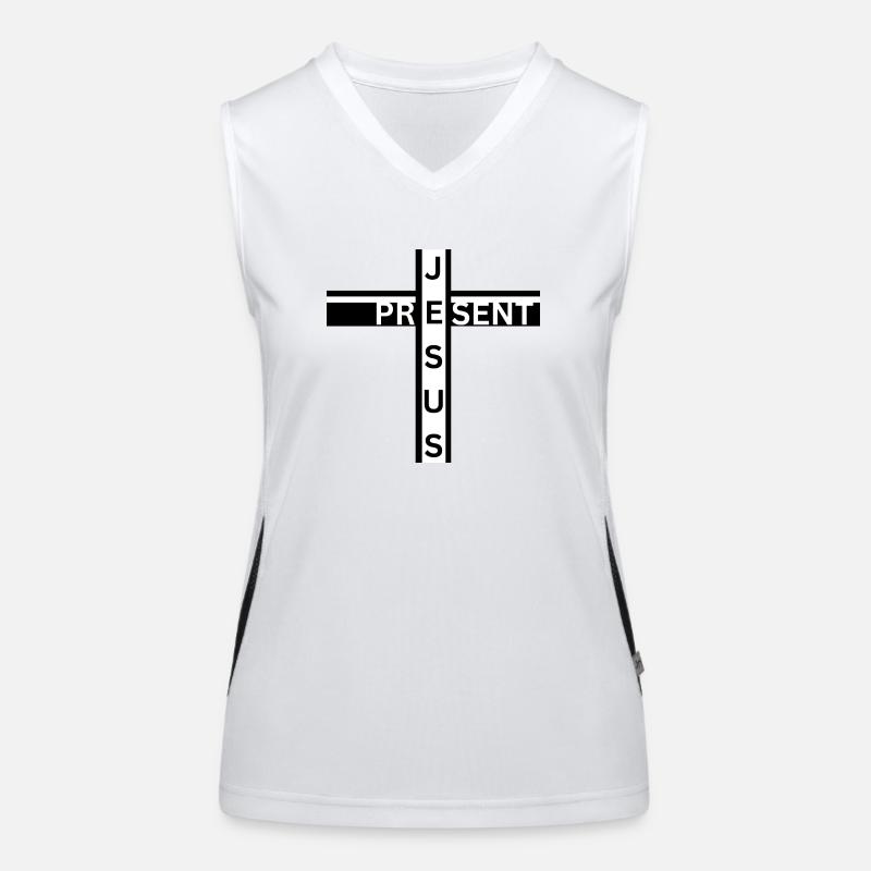 Gesù presente Top sportivo da donna in contrasto cromatico