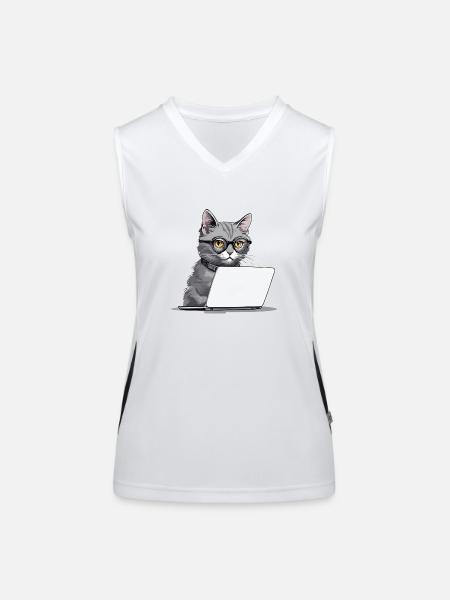 Student Chat - Women's Functional Contrast Tank Top - white/black - Front