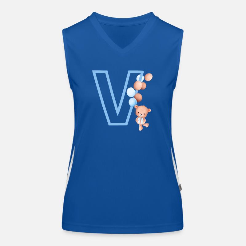 Blauer Buchstabe V Bär Funktionelles Kontrast-Tank Top für Frauen