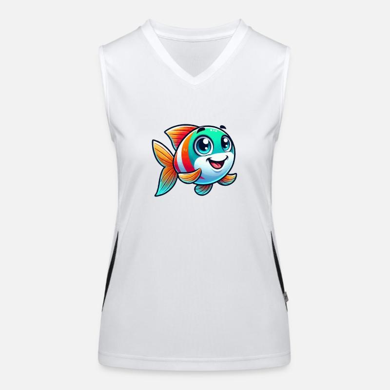fish comic Women's Functional Contrast Tank Top