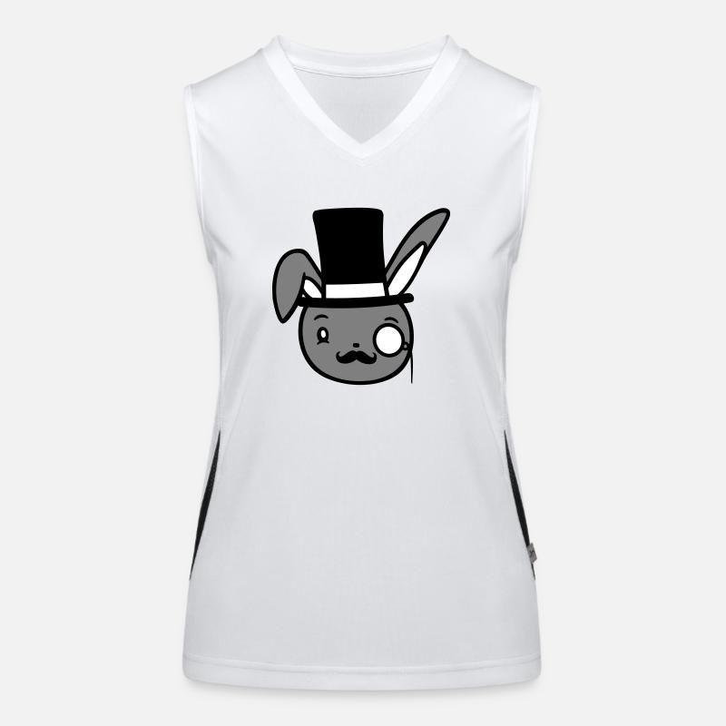 Mr. Bunny Gentleman Top Hat Monocle Glasses Women's Functional Contrast Tank Top
