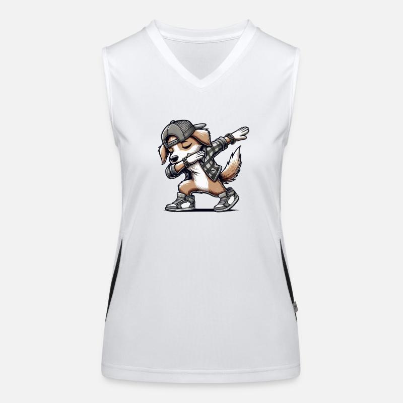 hund dabbing comic Funktionelles Kontrast-Tank Top für Frauen