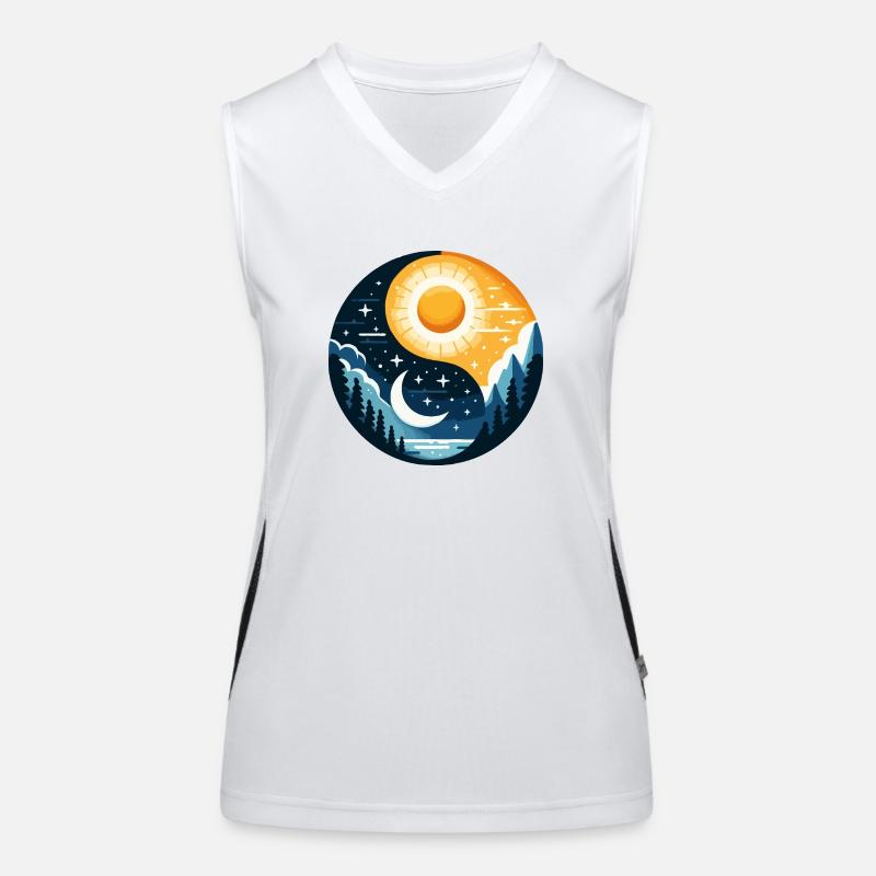 Yin Yang Soleil et Lune Débardeur respirant contrasté Femme