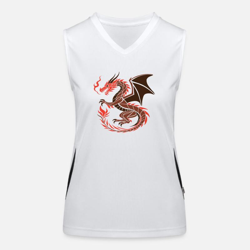 Roter Drache - Fantasy Kunst Funktionelles Kontrast-Tank Top für Frauen