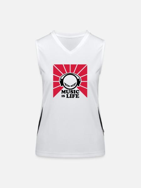 music - Funktionelles Kontrast-Tank Top für Frauen - Weiß/Schwarz - Vorne