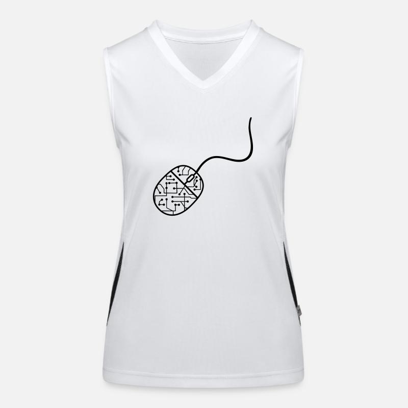 microchip data electronic cool design mouse contro Women's Functional Contrast Tank Top