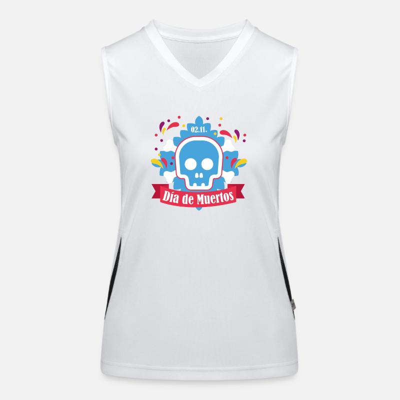 dia de muertos blue Women's Functional Contrast Tank Top