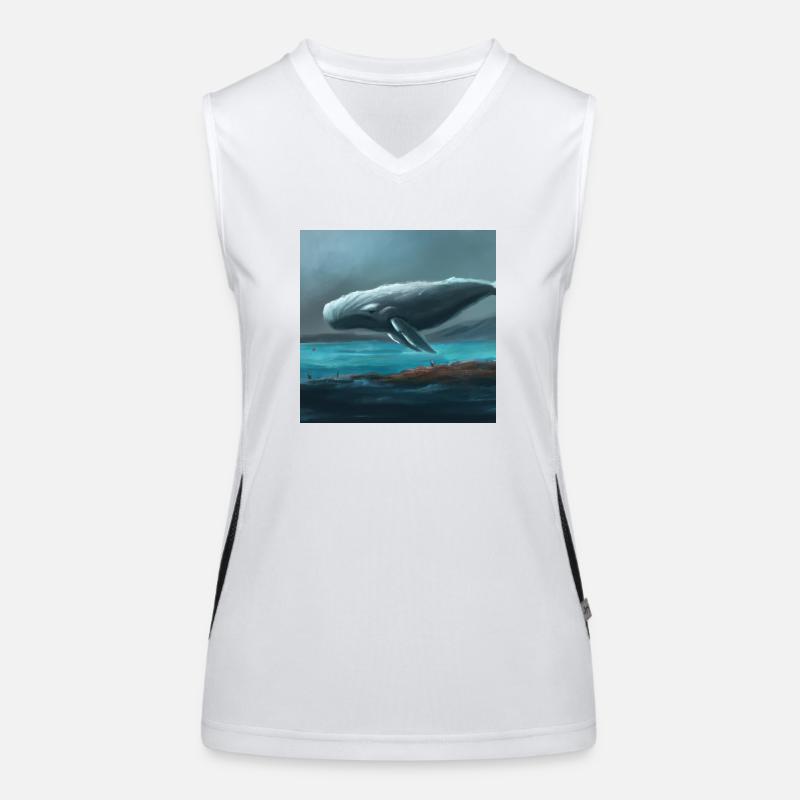 Whale floating in the sky Women's Functional Contrast Tank Top