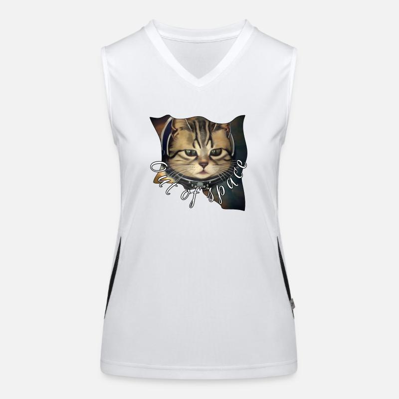 Space cat Funktionelles Kontrast-Tank Top für Frauen