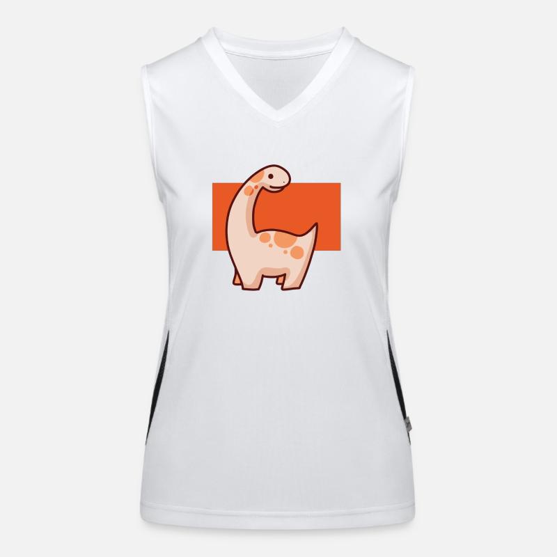 Cute Long Neck Dinosaurus, Brontosaurus, Br Women's Functional Contrast Tank Top