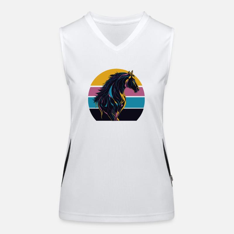 Stallion Pferd Sunset Funktionelles Kontrast-Tank Top für Frauen