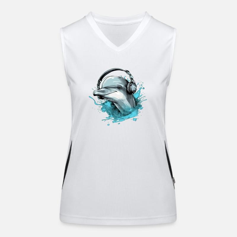 Riki, der audiophile Delfin Funktionelles Kontrast-Tank Top für Frauen