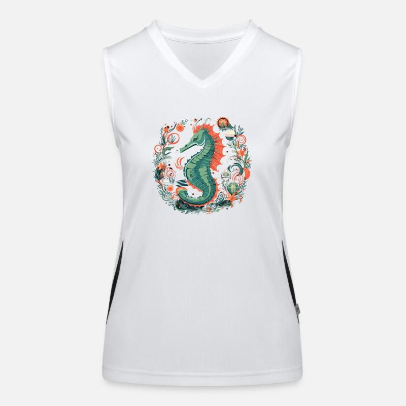 Seepferdchen in Ornament Liebe Seepferdchen Funktionelles Kontrast-Tank Top für Frauen