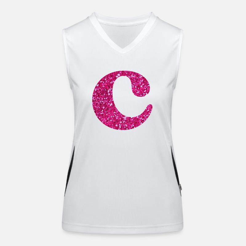 Buchstabe c rosa Glitzer Funktionelles Kontrast-Tank Top für Frauen