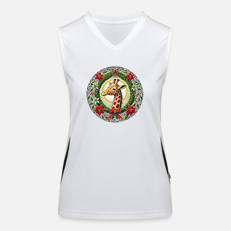 Weihnachtsgiraffe Funktionelles Kontrast-Tank Top für Frauen