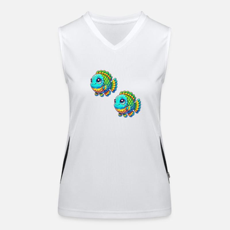 fish comic Women's Functional Contrast Tank Top