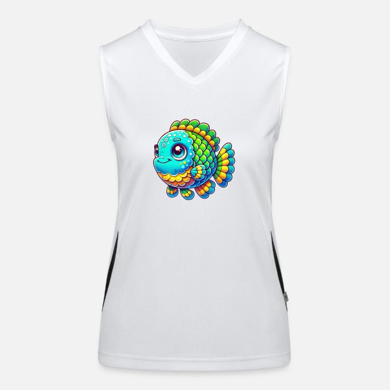 fish comic Women's Functional Contrast Tank Top