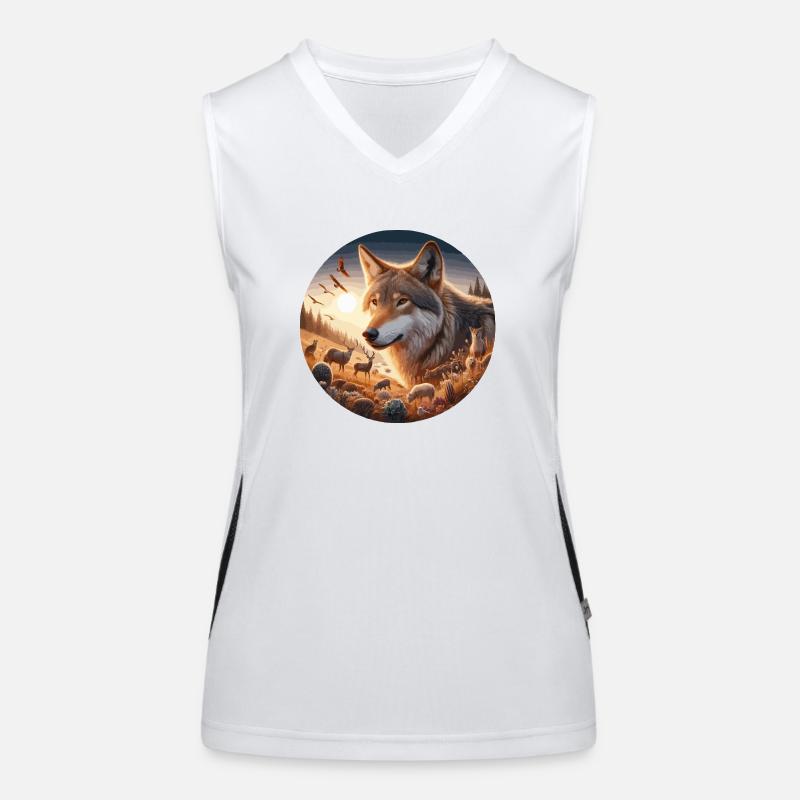 Wolf auf der Heide Funktionelles Kontrast-Tank Top für Frauen