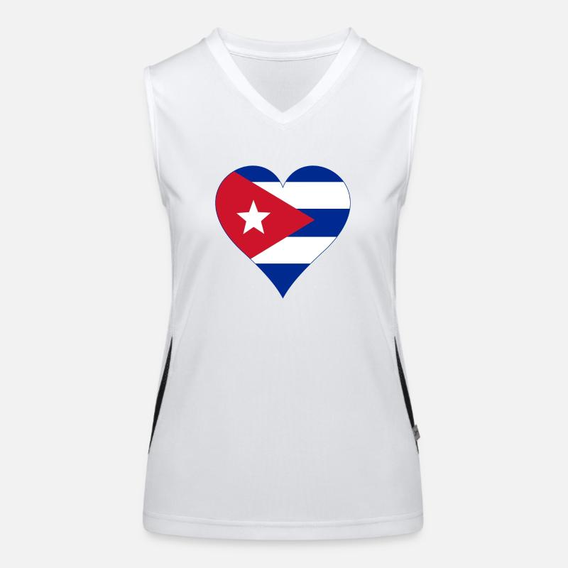 Kuba Flagge Herz Funktionelles Kontrast-Tank Top für Frauen