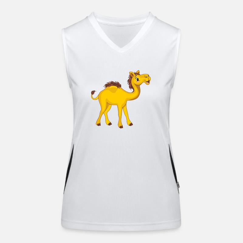 Glückliches lustiges Kamel. Cartoon-Zeichnung Funktionelles Kontrast-Tank Top für Frauen