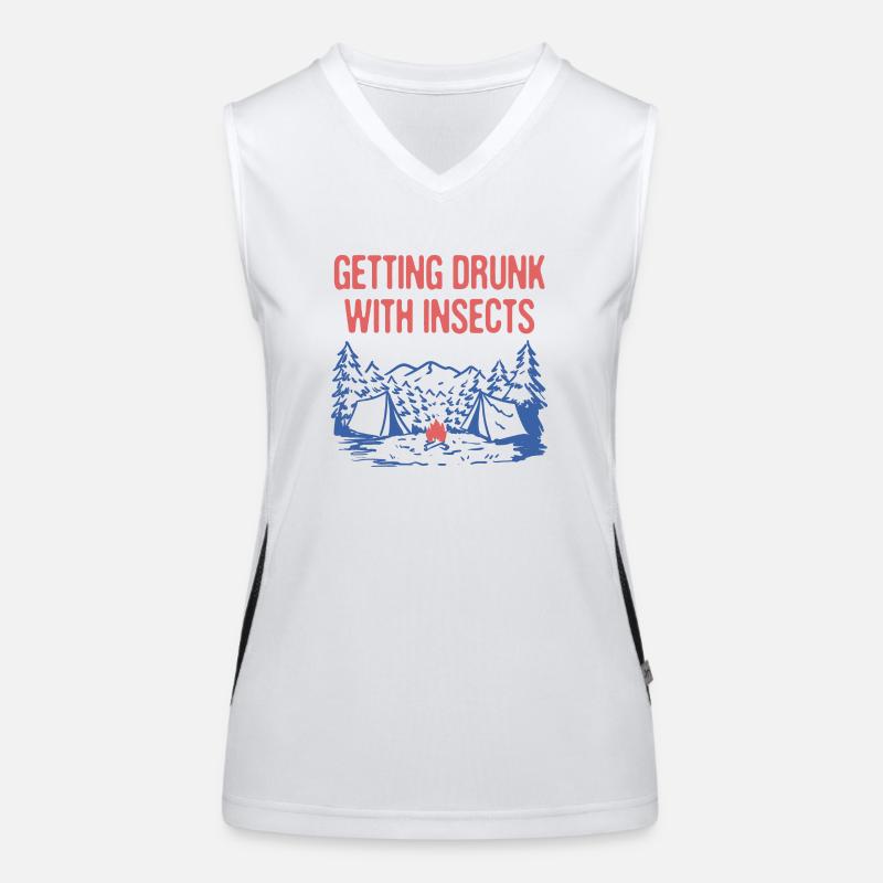 Getting Drunk with Insects Camping Dad Jokes Women's Functional Contrast Tank Top