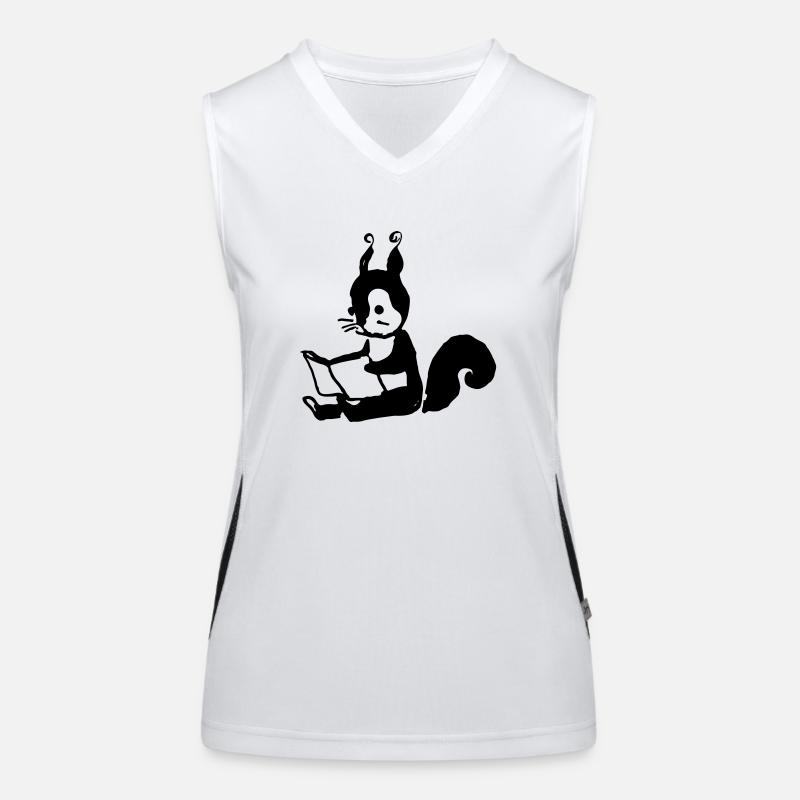 Squirrel Reads Book Illustration Gift Women's Functional Contrast Tank Top