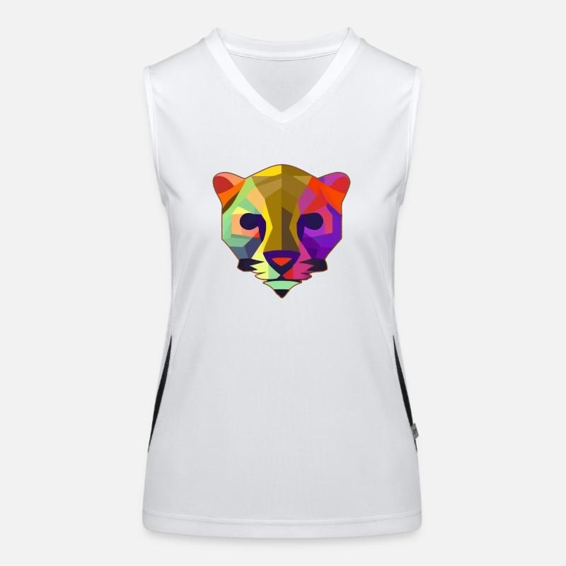 Mehrfarbiger stilisierter Panther Funktionelles Kontrast-Tank Top für Frauen