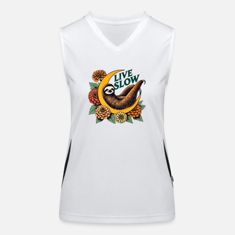 Lebe Slow Sloth Funktionelles Kontrast-Tank Top für Frauen