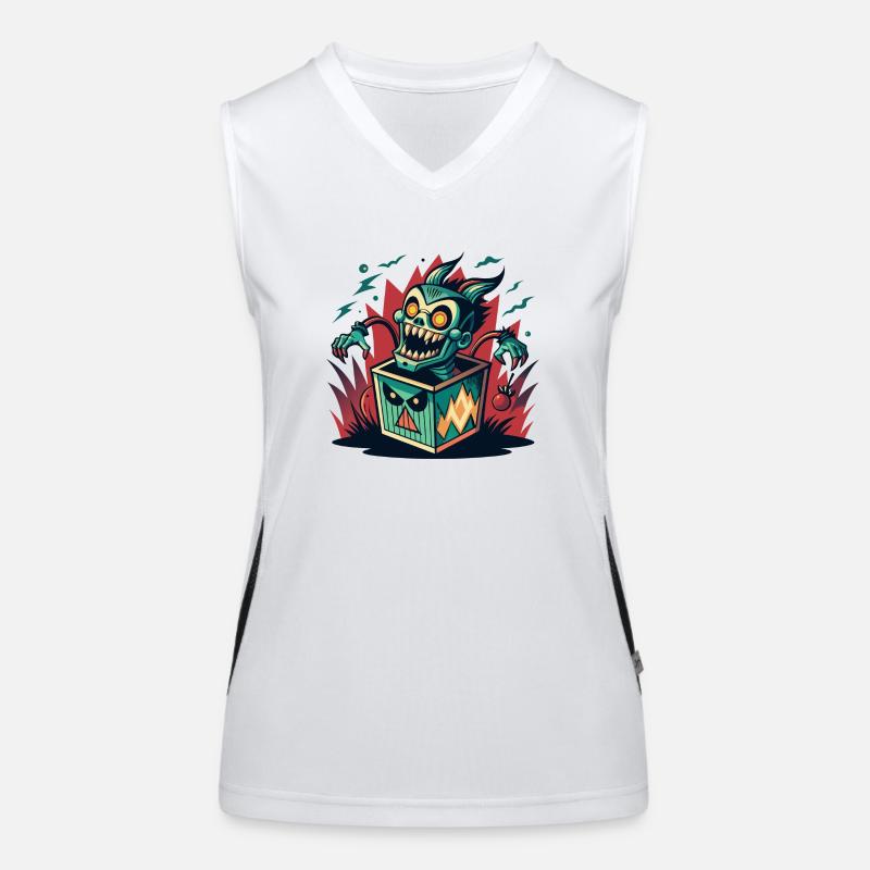 Monster Jack-in-the-Box - Retro Horror Fun Women's Functional Contrast Tank Top