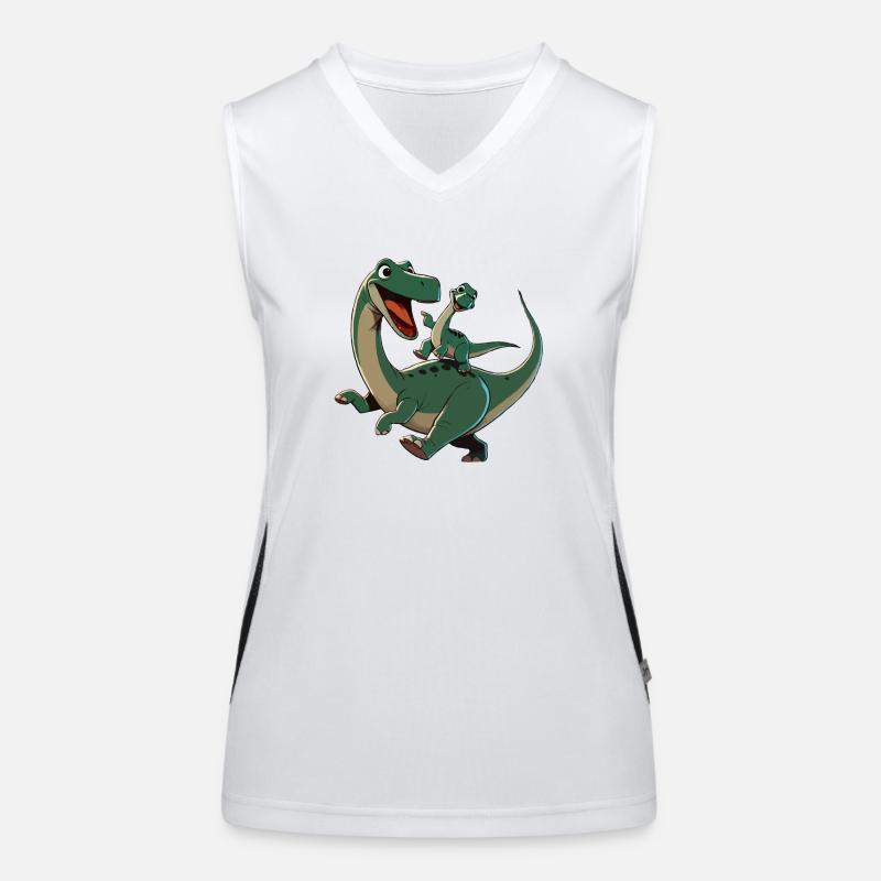 Diplodocus Mutter und Kind toll herum Funktionelles Kontrast-Tank Top für Frauen